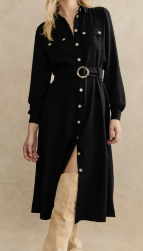 Sezane black belt dress