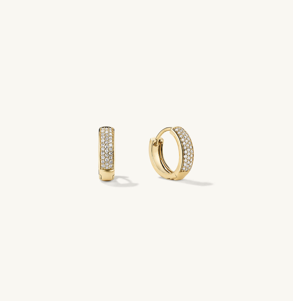 Mejuri Bold Pave Diamond Huggie Hoops