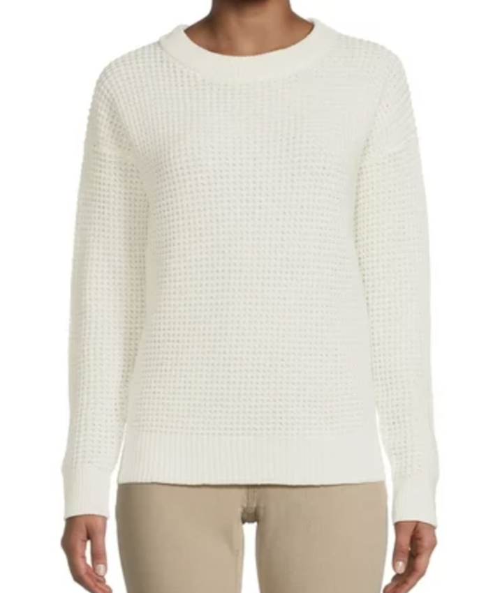 Walmart Time and Tru Women's Long Sleeve Waffle Crewneck