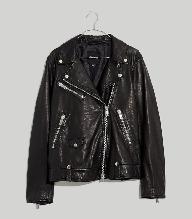 Madewell Washed Leather Oversized Motorcycle Jacket