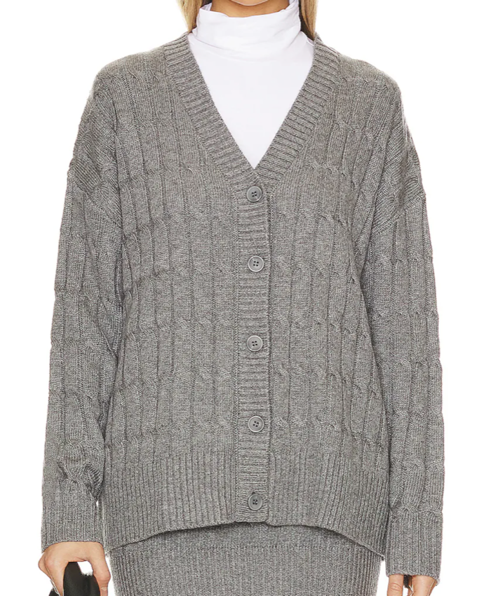 Revolve L'Academie Daiva Cable Cardigan in Charcoal