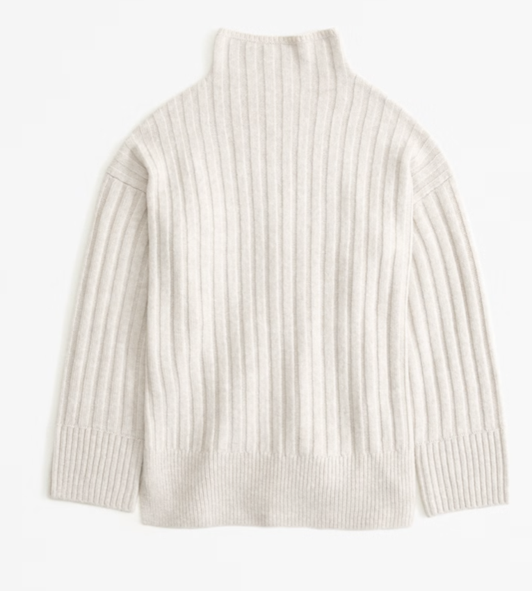 Abercrombie Long-Length Ribbed Funnel Neck Sweater