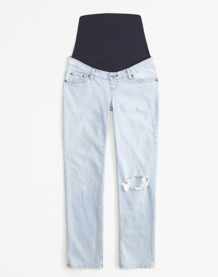 Abercrombie Maternity 90s Straight Jean (25 short in Light Destroy)