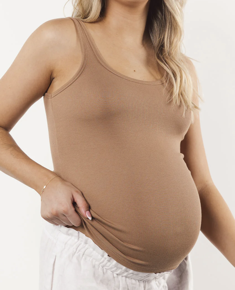 Embrace The Daily Ribbed Tank (xs in deep camel)