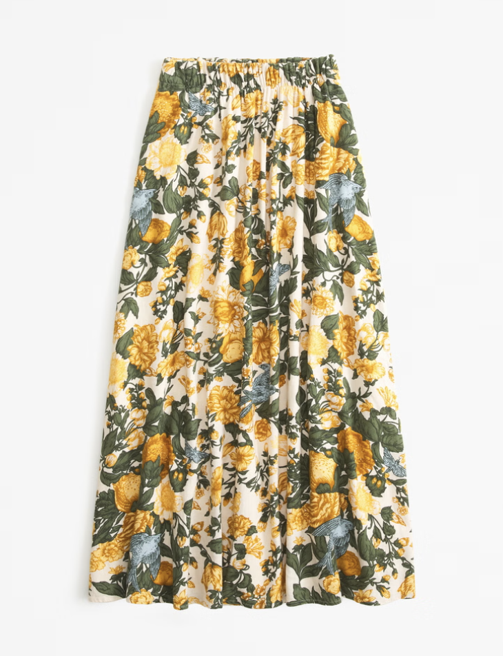 Abercrombie Linen-Blend Maxi Skirt (size XS regular in green stripe)