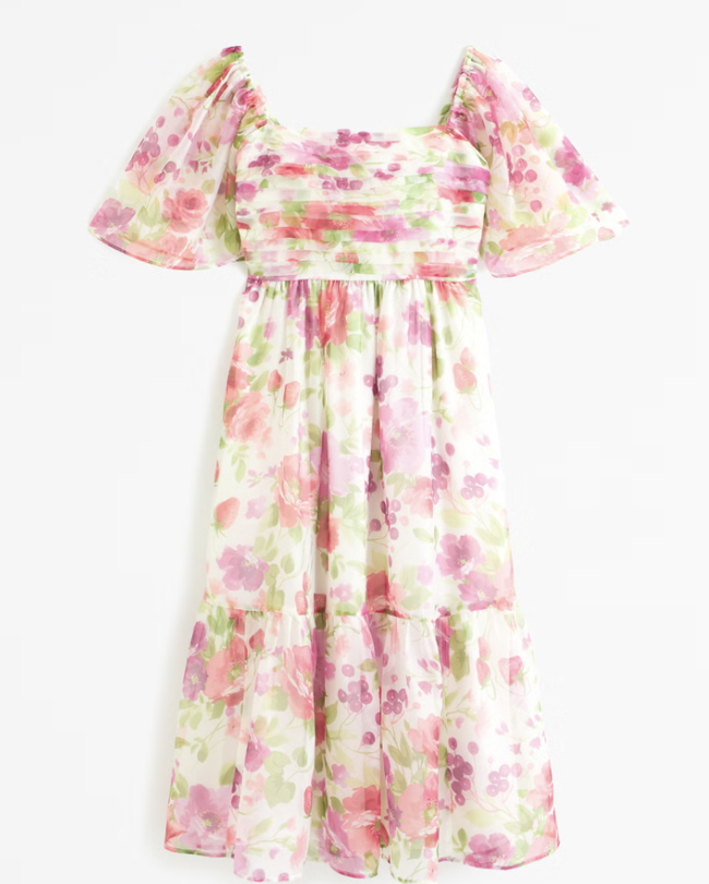 Abercrombie Emerson Angel Sleeve Midi Dress