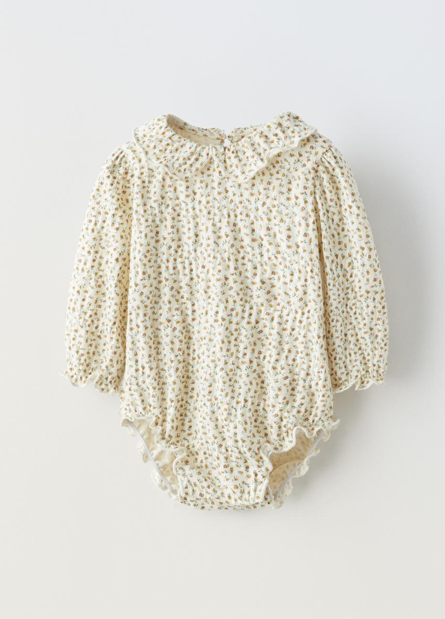 Zara Floral Collared Bodysuit