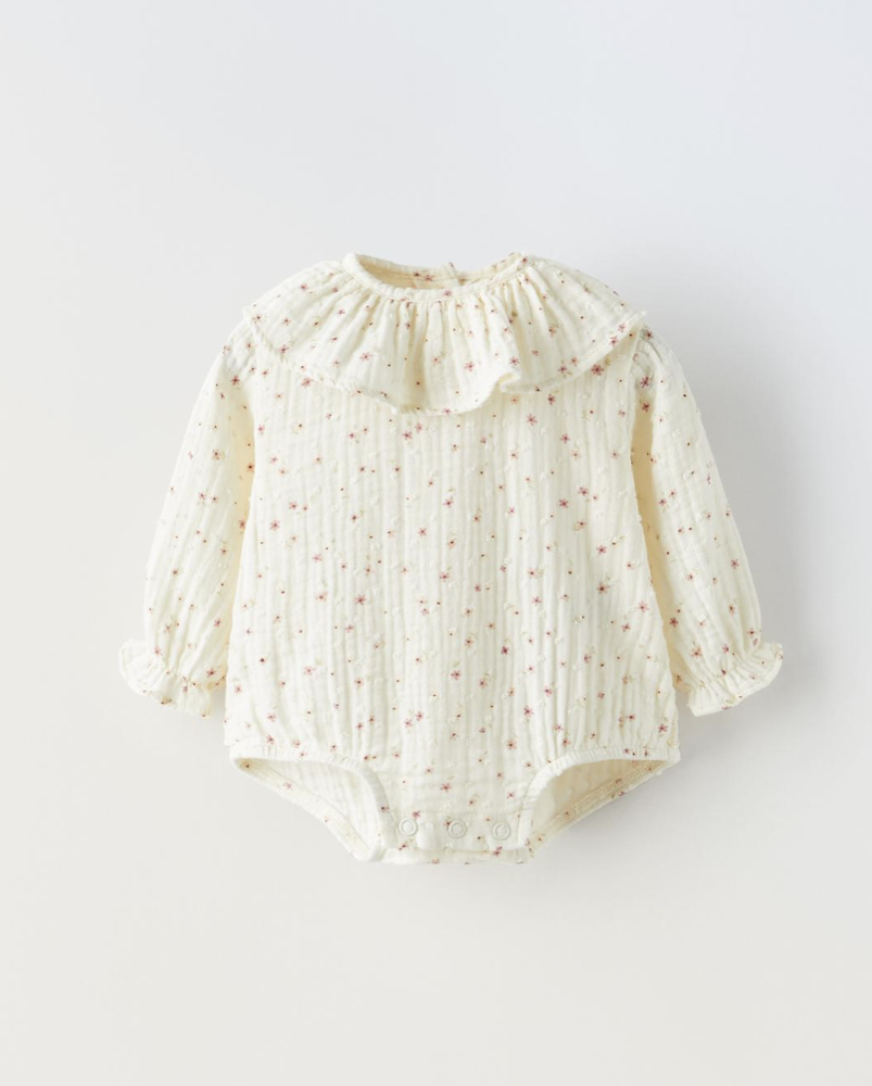 Zara Floral Dotted Mesh Bodysuit