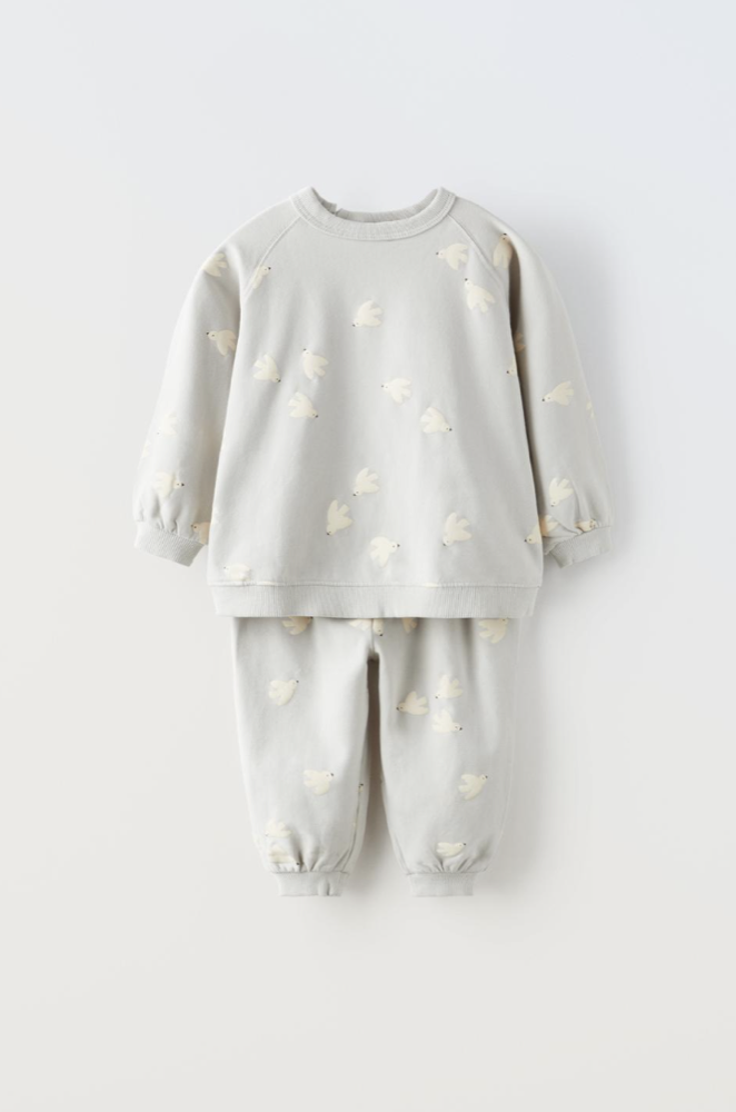 Zara Printed Sweatshirt and Pants Matching Set