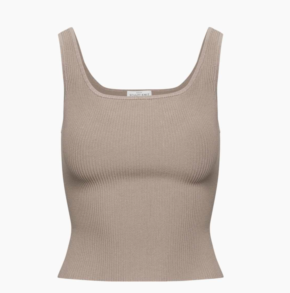 Aritzia Sculpt Knit Squareneck tank (Warm Taupe in size small)