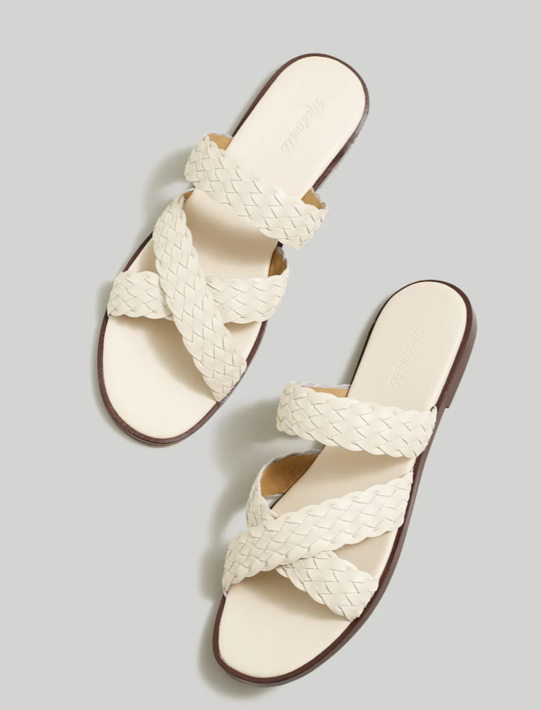 Madewell The Mena Slide Sandal in Woven Leather