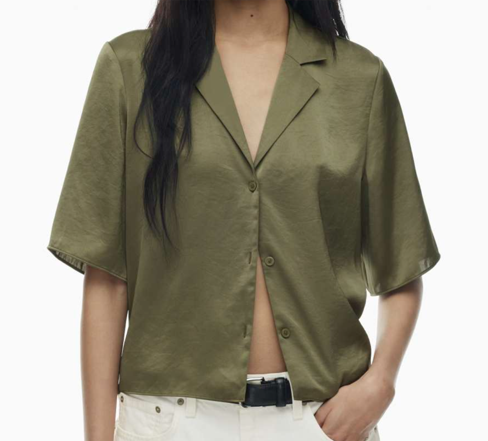 Artizia Beso Satin Shirt (Basana Green in size small)