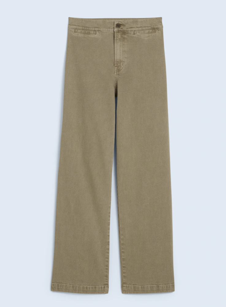 Madewell The Emmett Wide-Leg Crop Pant: Welt Pocket Edition (Drill kahki in size 27)