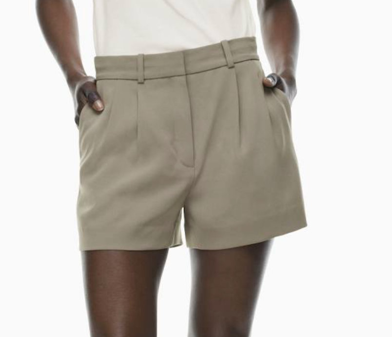 Aritzia Pleated Mini Short (Felted Taupe in size 6)