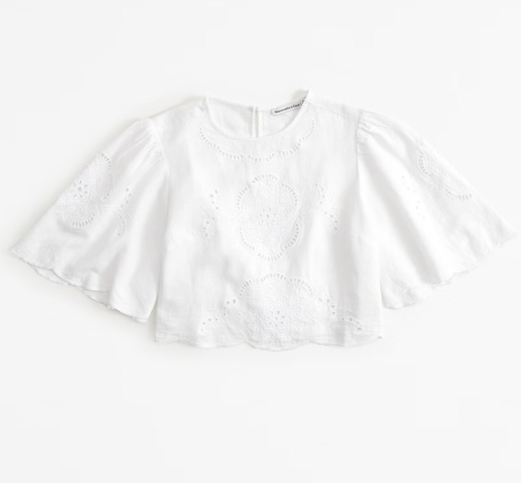 Abercrombie Angel Sleeve Embroidered Tee