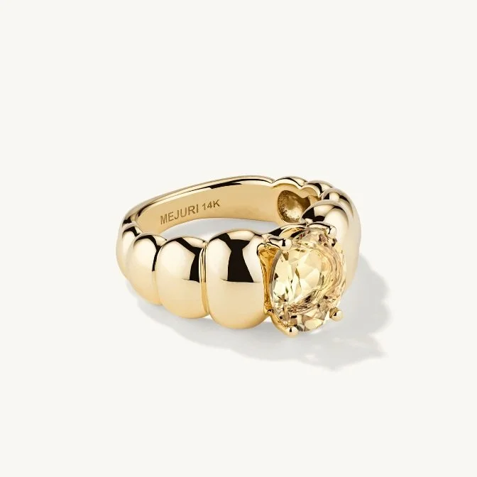 Mejuri Puffy Charlotte Gemstone Ring Champagne Quartz
