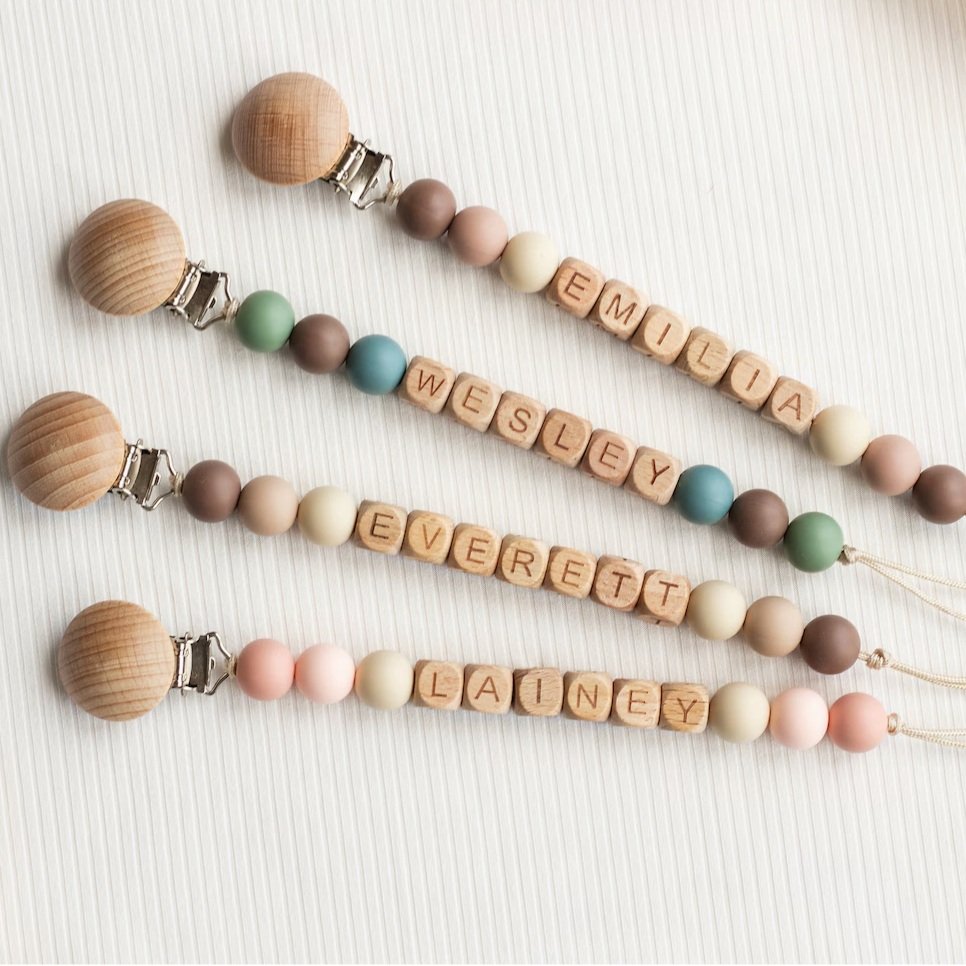 Personalized Aesthetic Baby Name Pacifier Clip