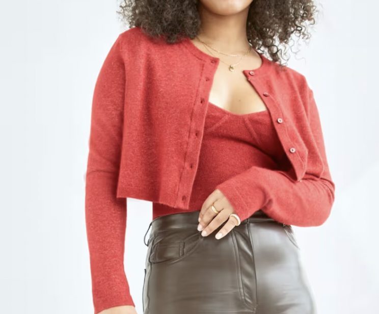 Aritzia Sicily Cardigan in ruby red
