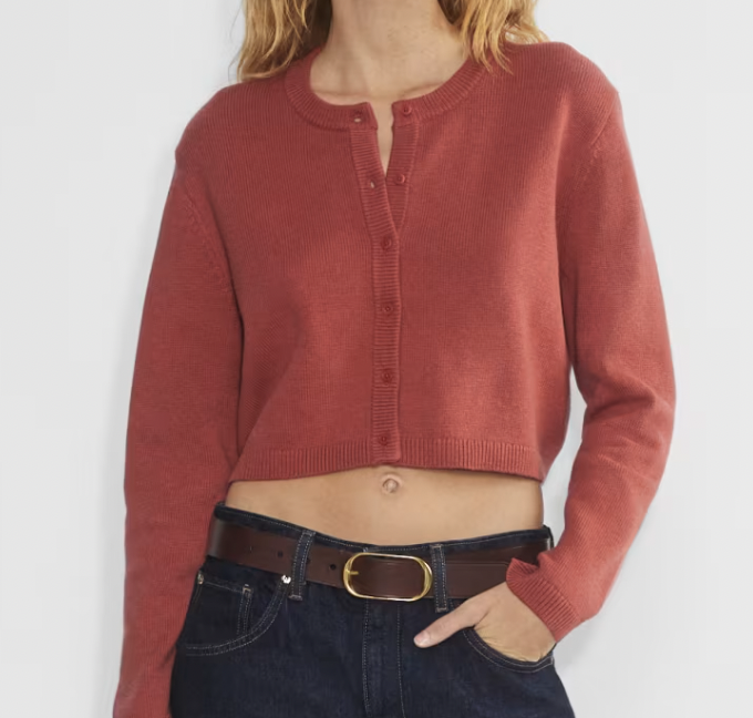 Aritzia Sicily Cardigan in rosy red