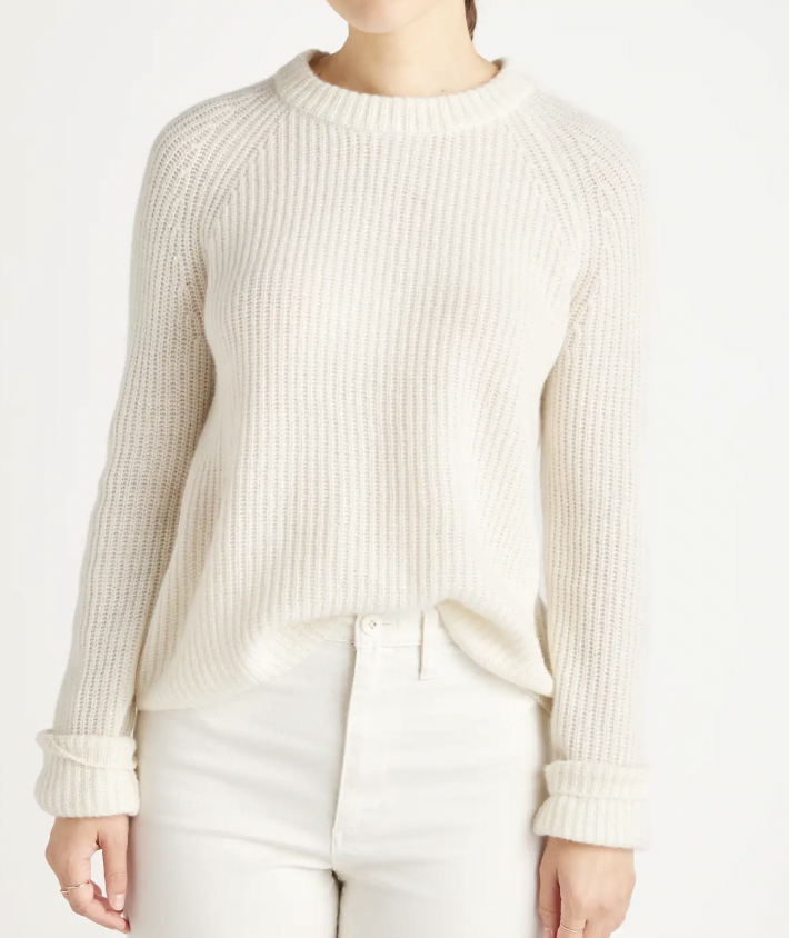 Quince Mongolian Cashmere Fisherman Crewneck Sweater