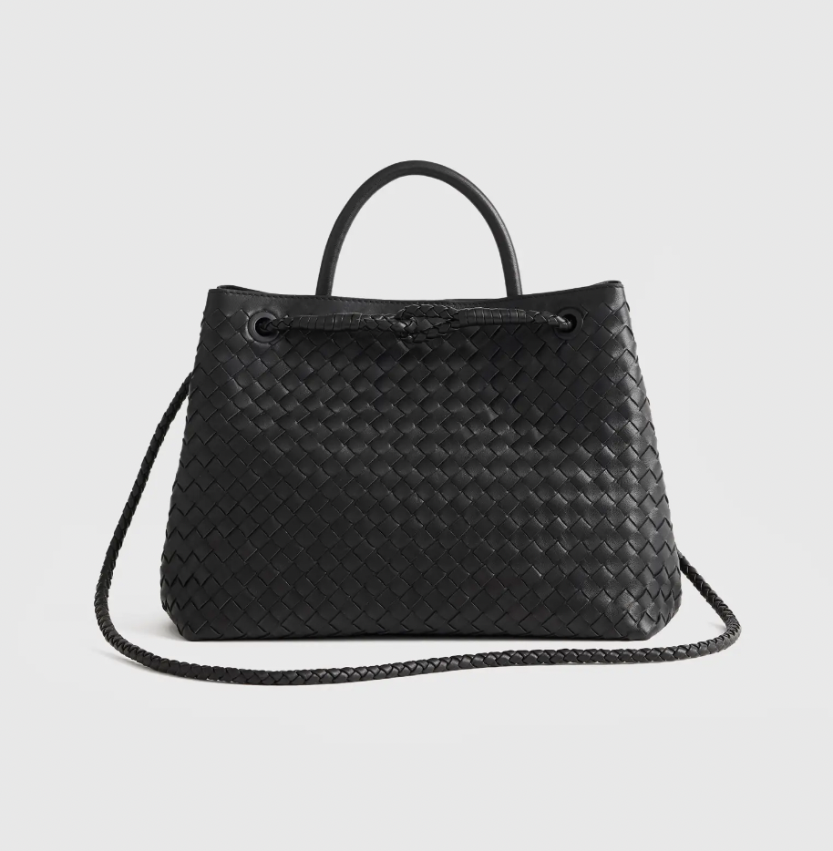 Quince Italian Leather Handwoven Satchel 