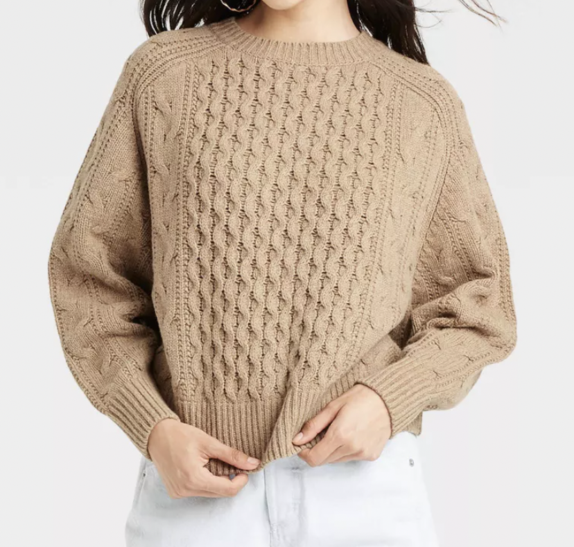 Target Crewneck Cable Knit Pullover Sweater