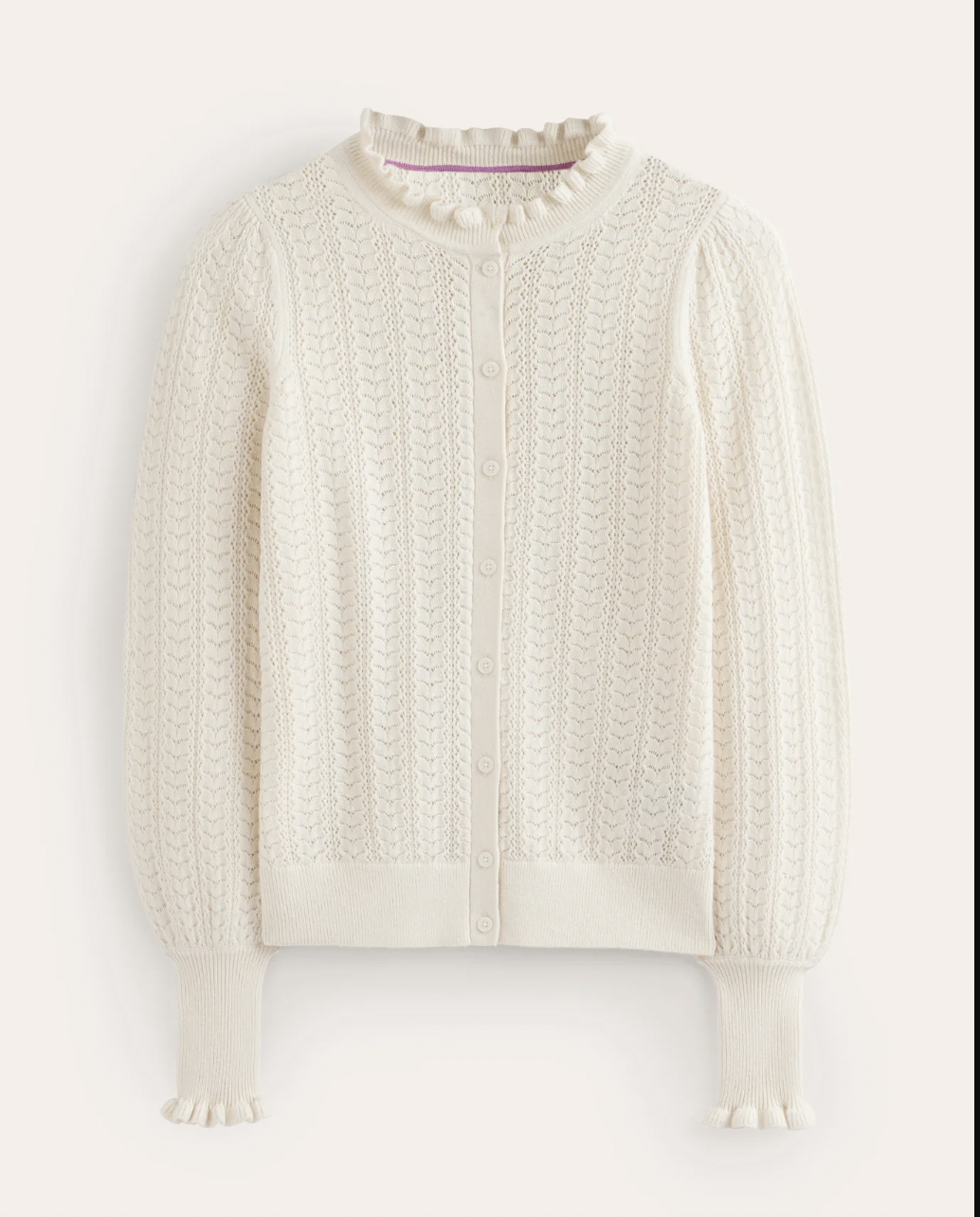 Boden Tia Pointelle Frilled Cardigan 