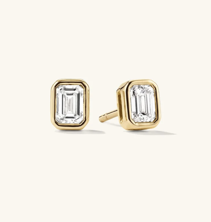Mejuri Lab Grown Diamond Emerald Cut Studs