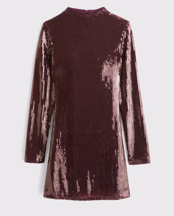 Abercrombie Paloma Long-Sleeve Sequin Mini Dress