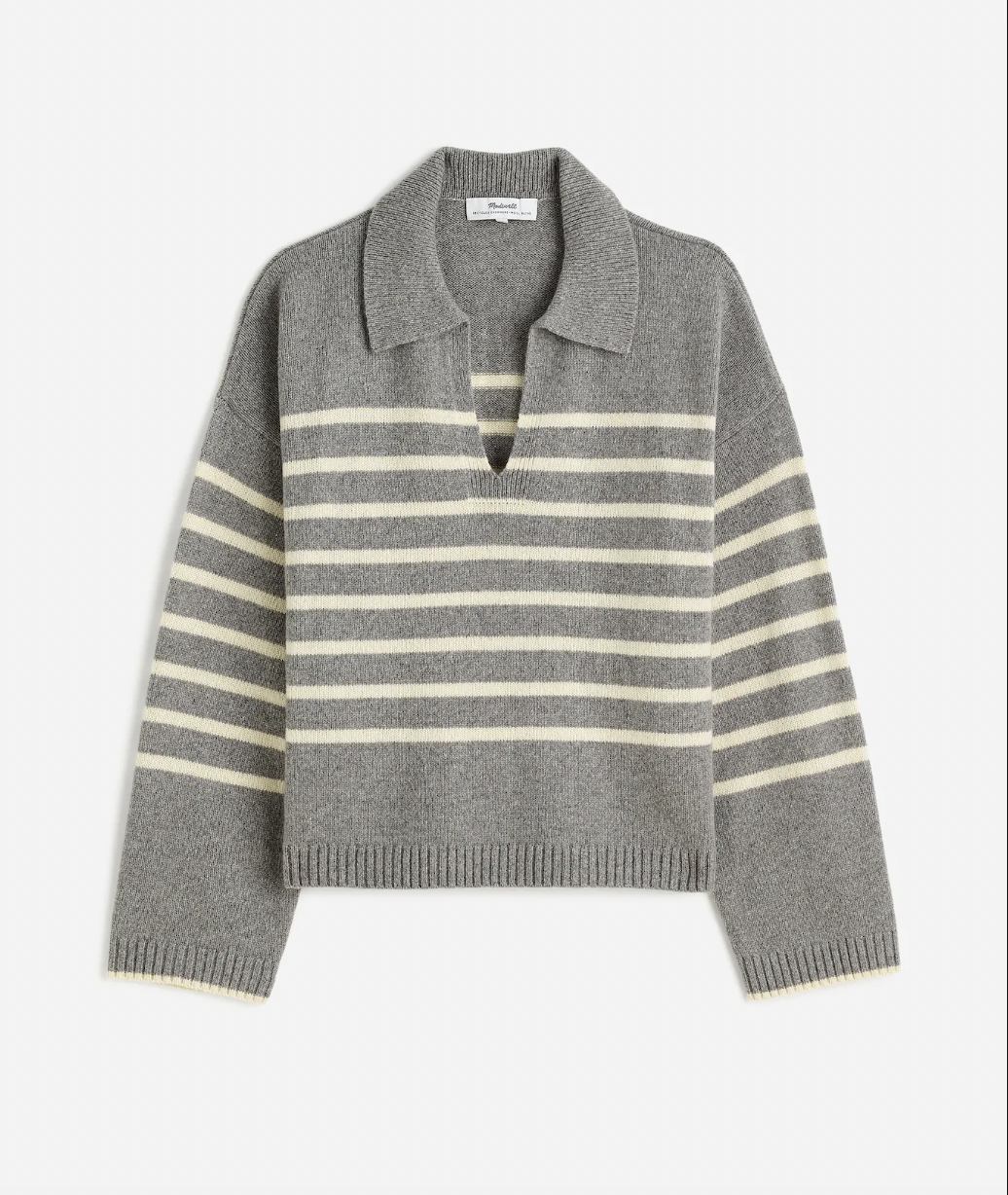Madewell Cashmere-Wool Blend Polo Sweater