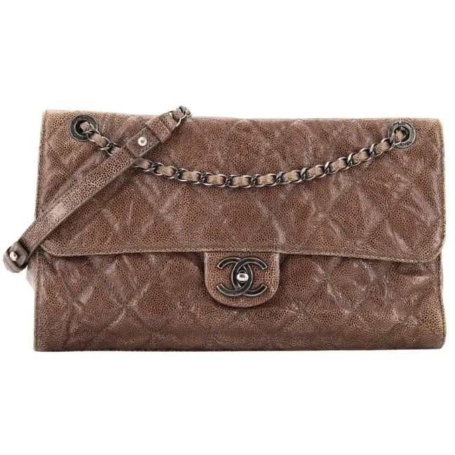 Chanel CC Crave Flap Bag Quilted Glazed Caviar Jumbo 
