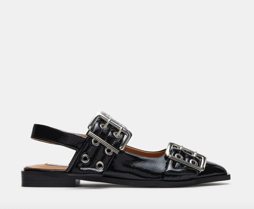 Steve Madden Graya Black Pantent Slingback Flat 