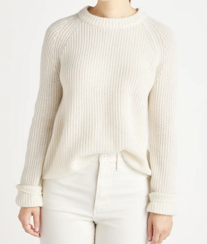 Quince Mongolian Cashmere Fisherman Crewneck Sweater