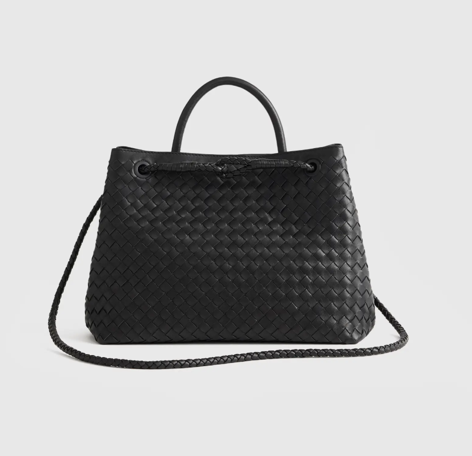 Quince Italian Leather Handwoven Satchel