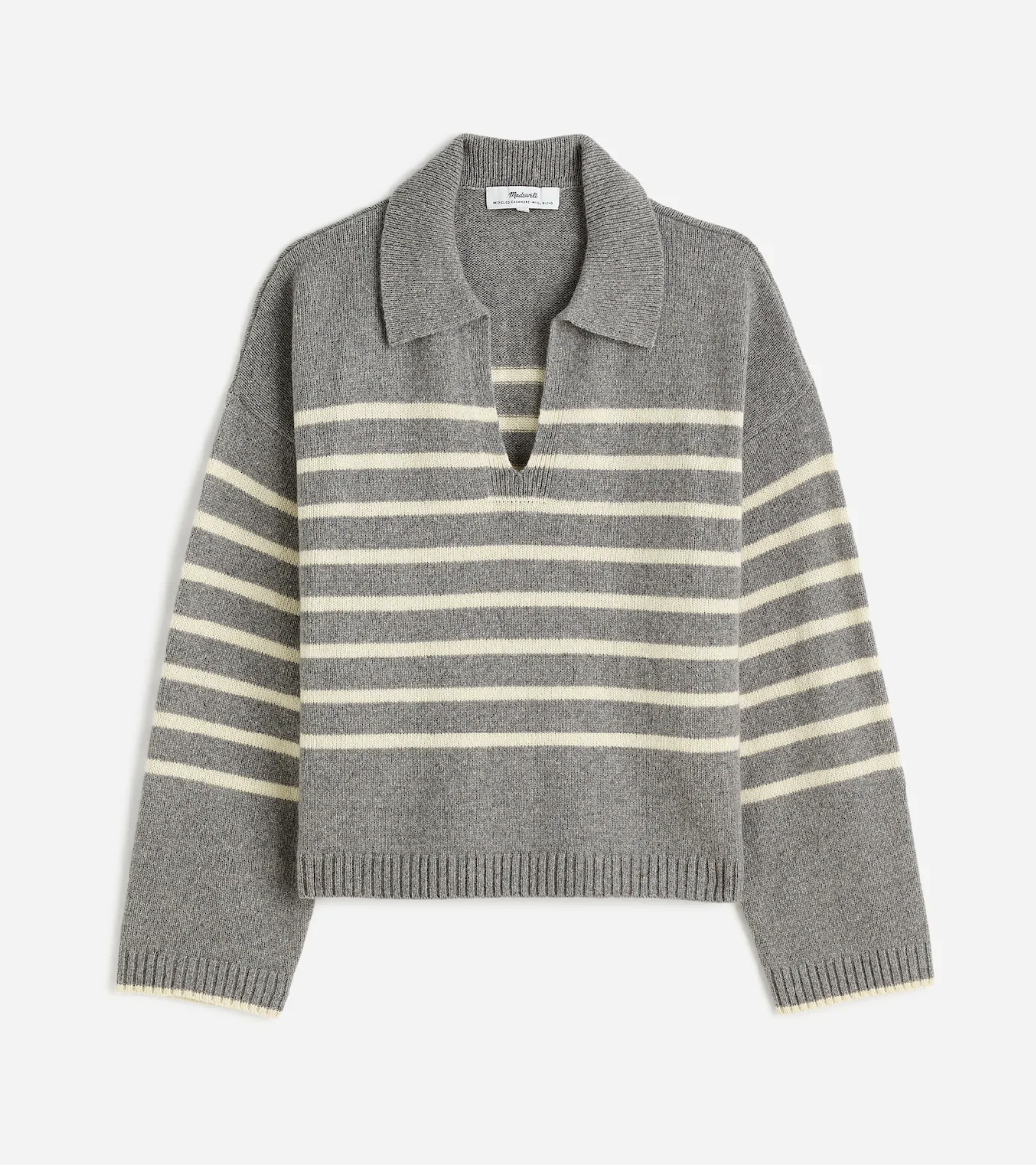 Madewell Cashmere-Wool Blend Polo Sweater