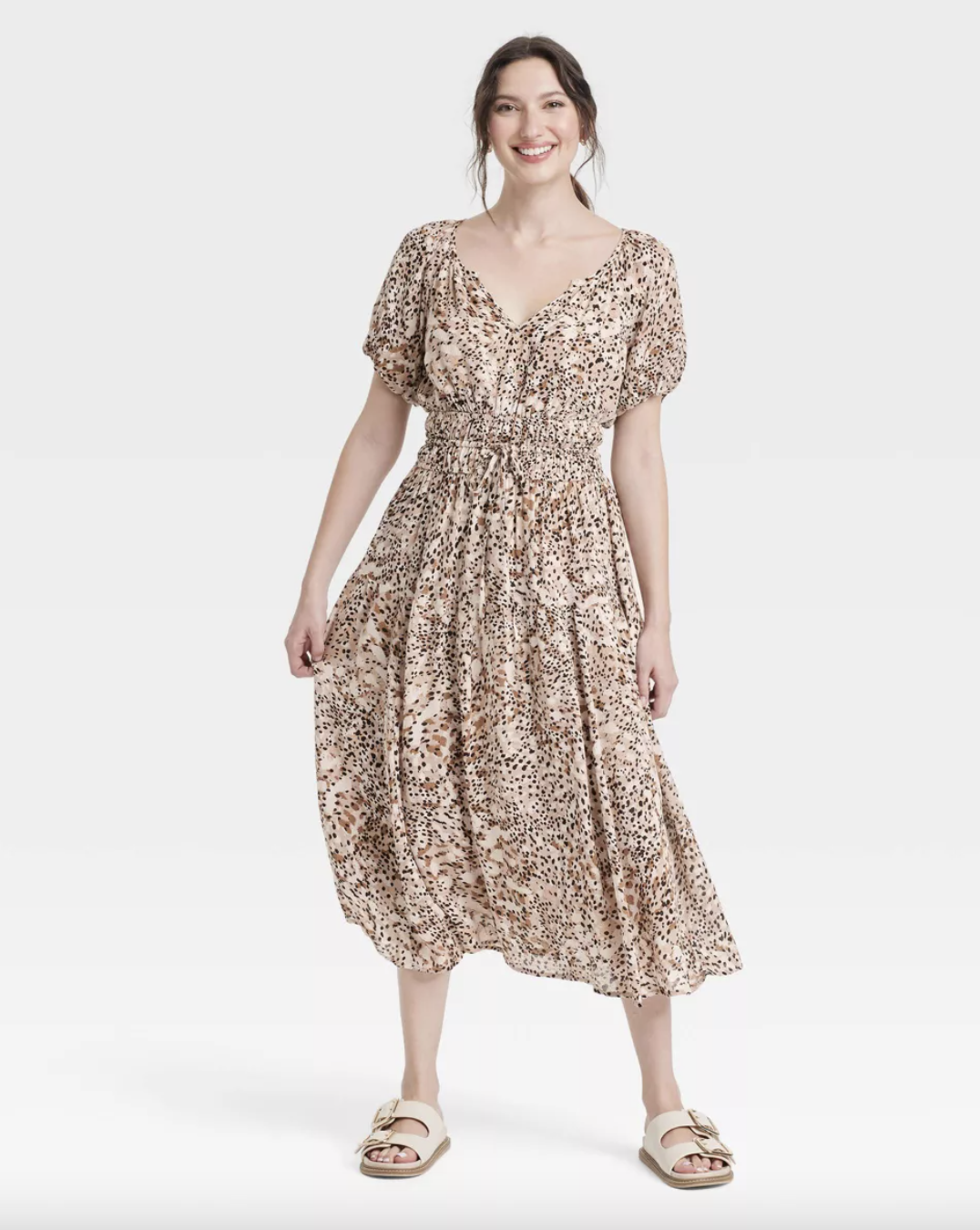 Target Puff Short Sleeve Drop Tiered Midi A-Line Dress