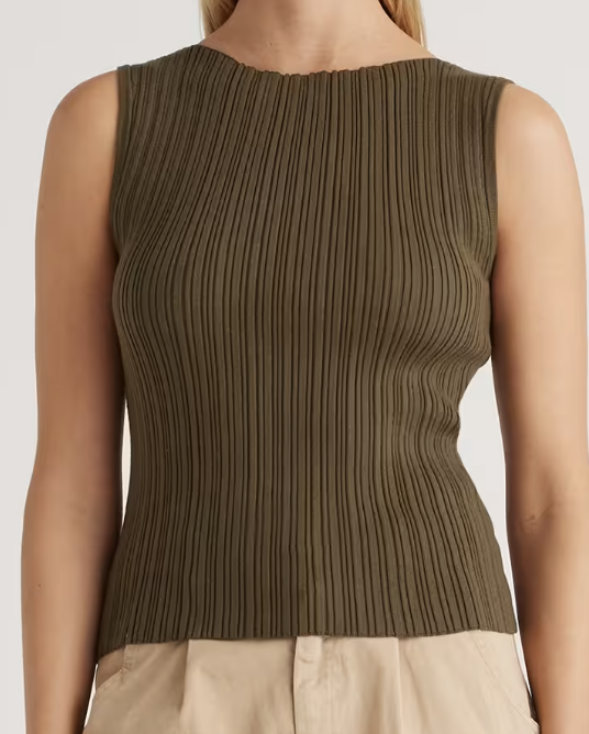 Quince Cotton Cashmere Ribbed Tank (Size XS in Olive)