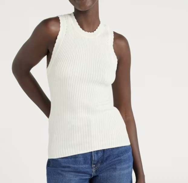 Walmart Scallop Trim Sleeveless Sweater 