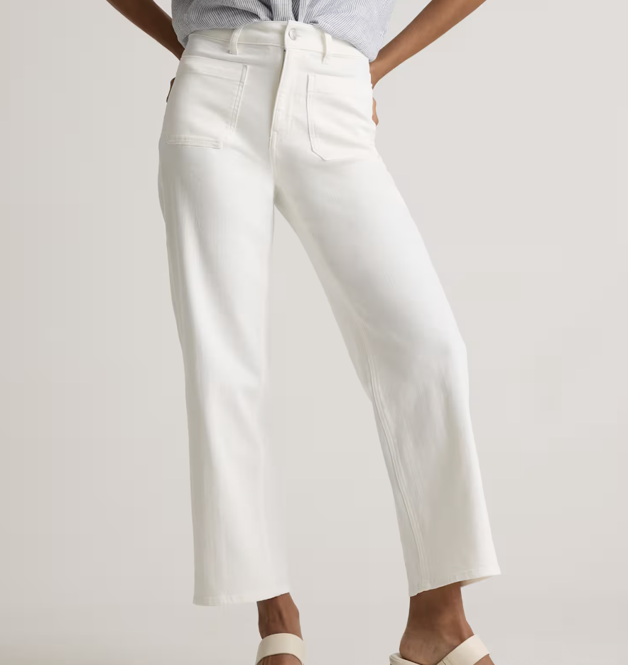 Quince Bella Stretch Patch Pocket Wide Leg Jeans 