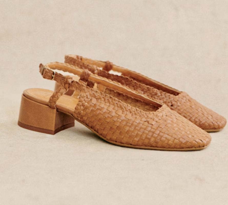 Sezane Noemie Heeled Pumps (Natural Heritage Braided Leather)