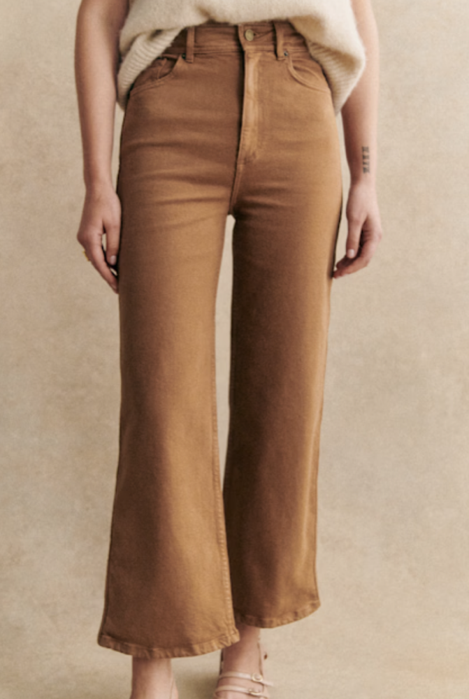 Sezane Le Crop Pant (Size 2 in Coffee)