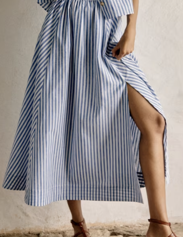 Sezane Arianna Skirt (Size 2 in Blue Stripes)