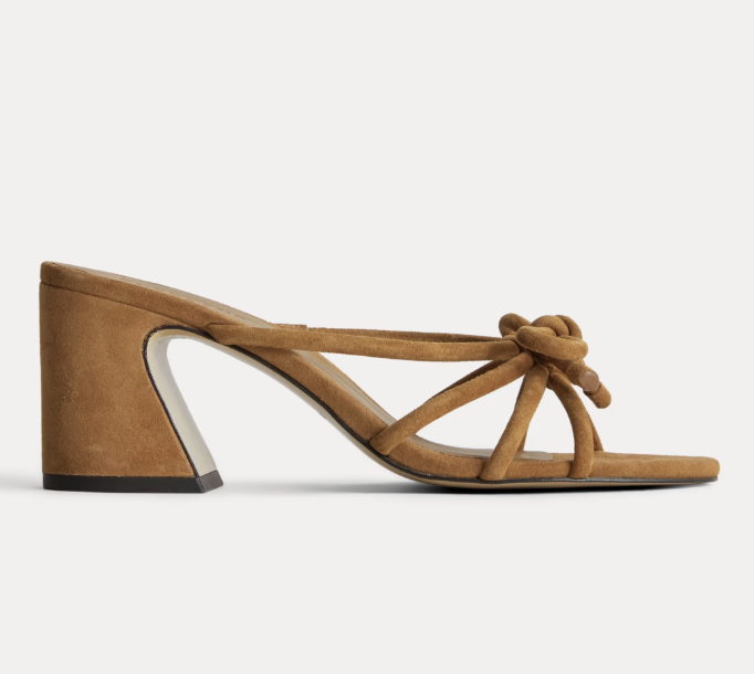 Everlane The Leather Bow Heel (Canyon Brown Suede)