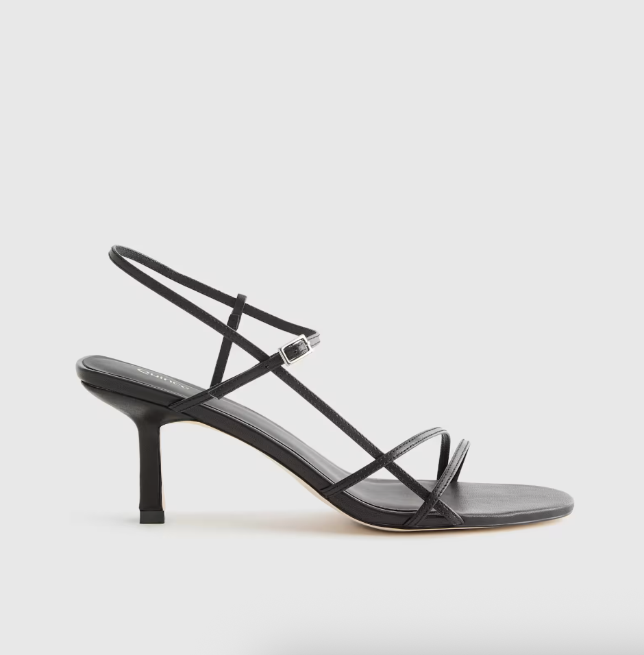 Quince Italian Leather 70mm Strappy in Black