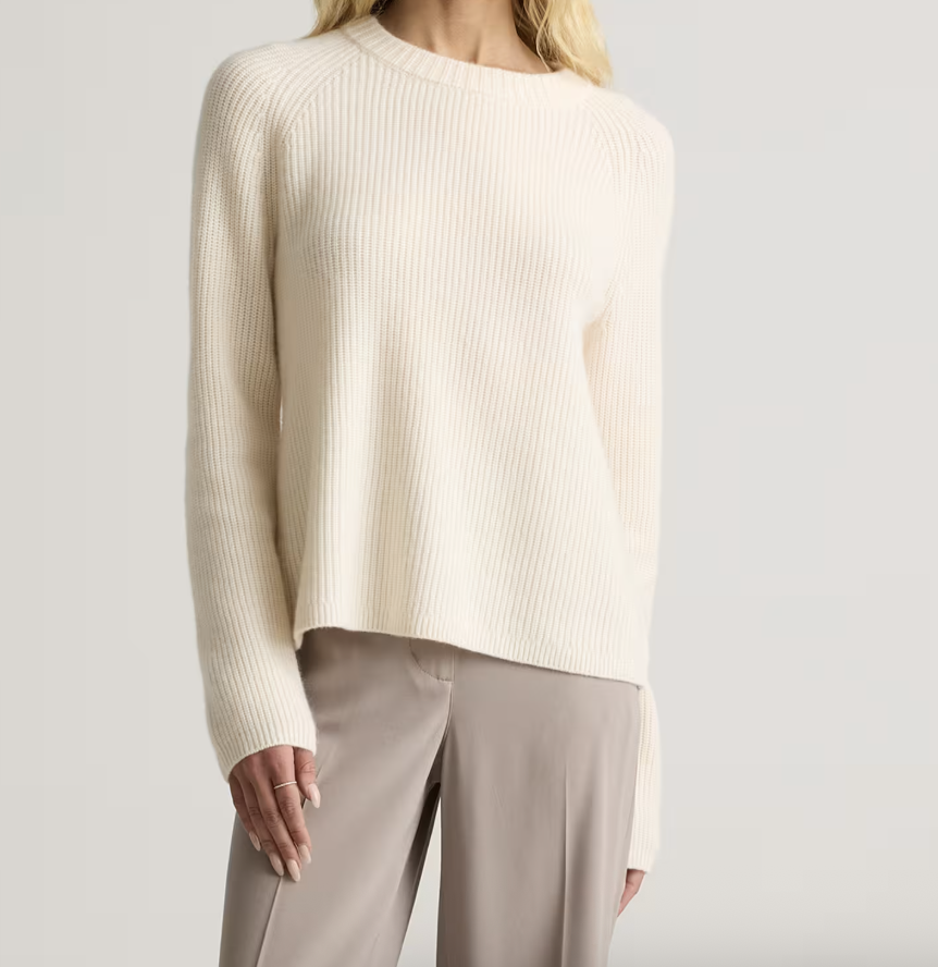 Quince Mongolian Cashmere Fisherman Crewneck Sweater