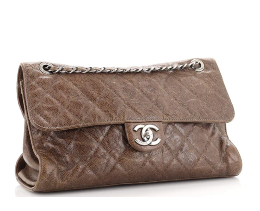 Chanel CC Crave Flap Bag Quilted Glazed Caviar Jumbo