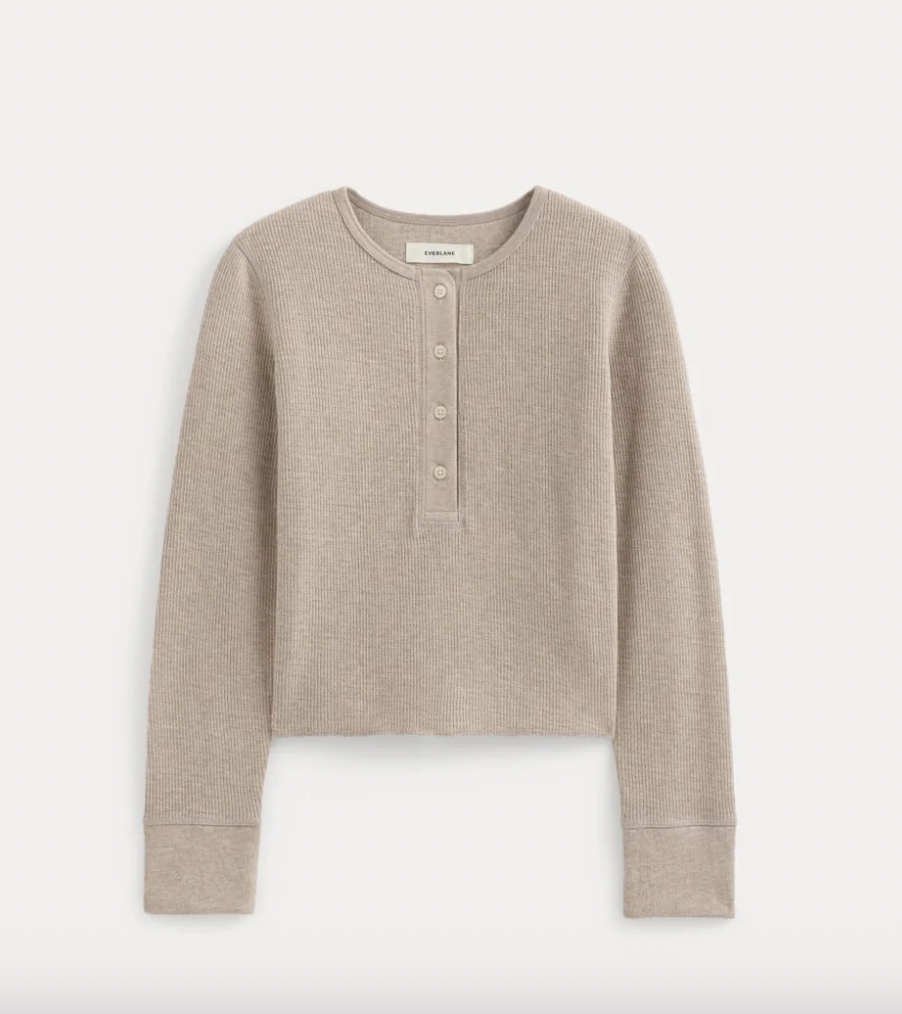 Everlane Boxy Henley in Cozy Waffle
