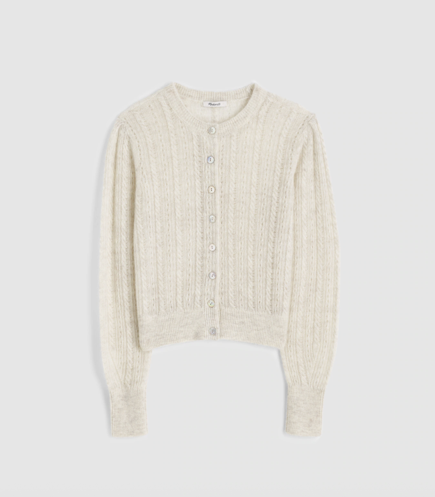 Madewell Pointelle-Stitch Cardigan in Alpaca Blend