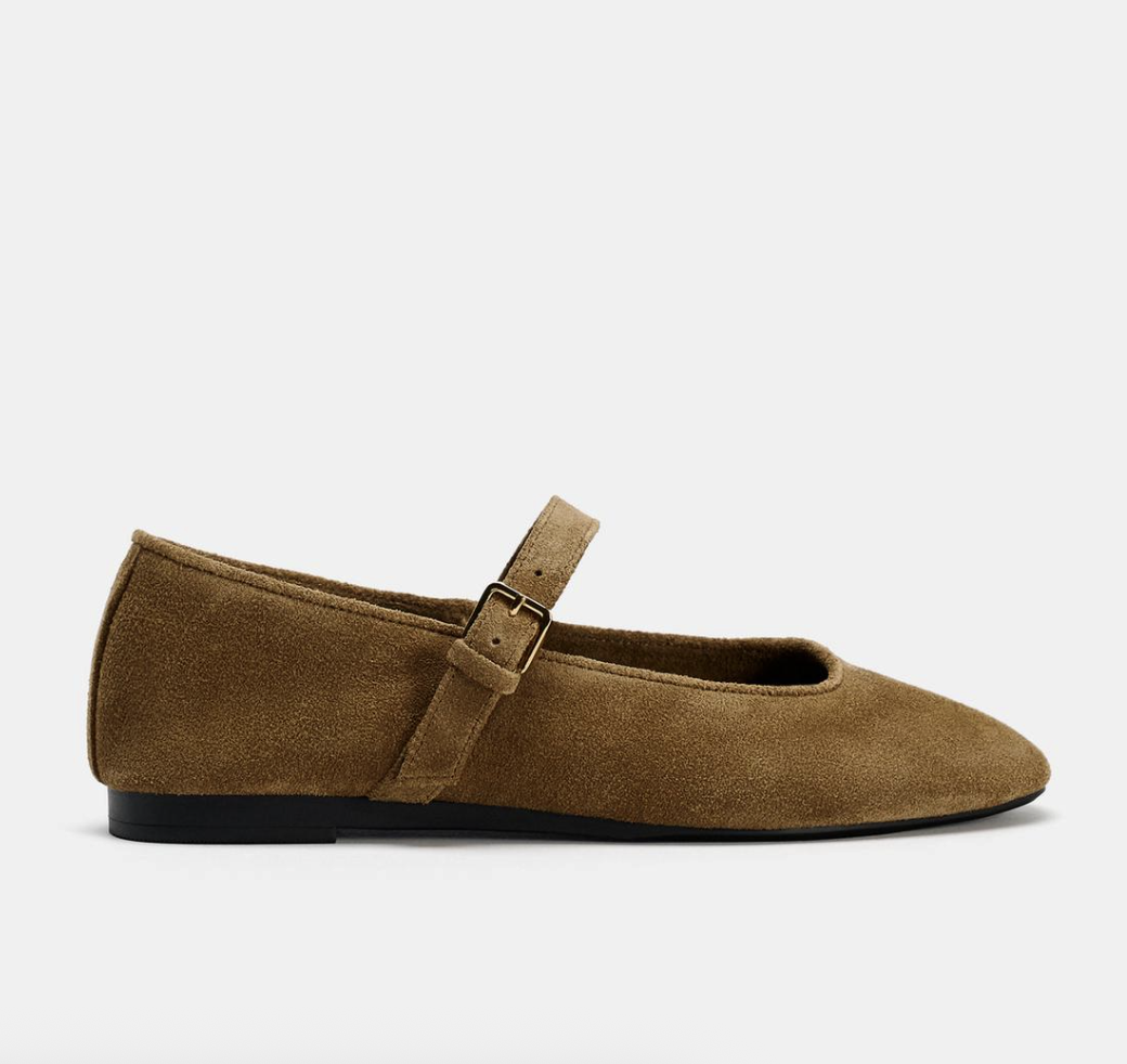 Zara Suede Ballet Flats