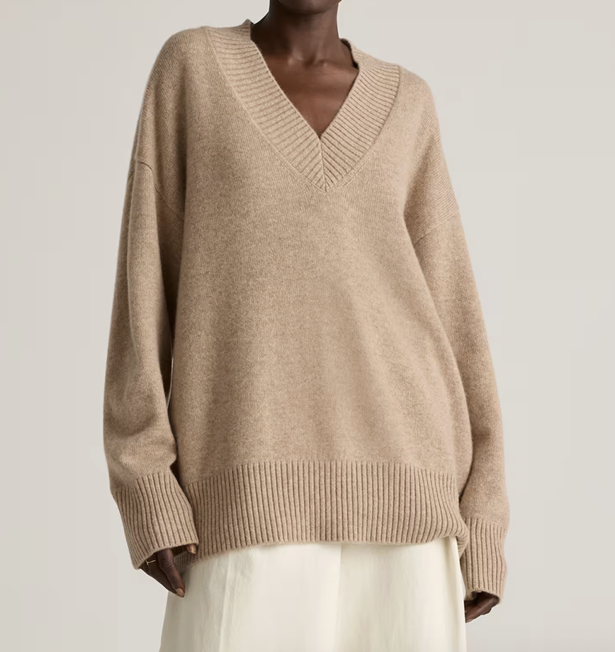 Mongolian Cashmere Oversized V-Neck Sweater